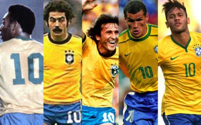 Neymar, novamente o camisa 10 da Seleção Brasileira na Copa. Repete Pelé, Rivellino, Zico e Rivaldo