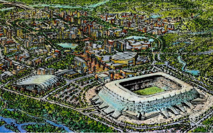 As 4 fases da inexistente Cidade da Copa, com projetos de 2014 a 2025