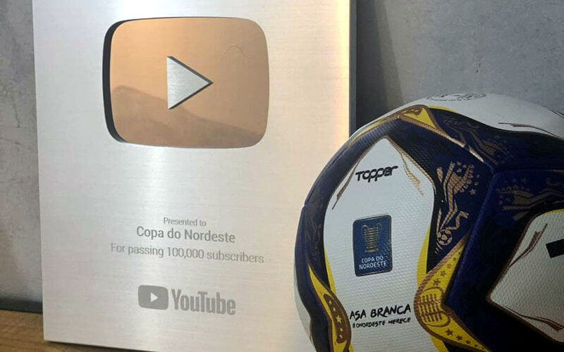 Com 4 meses, canal da Copa do Nordeste recebe placa do Youtube. Evolução a partir dos jogos ao vivo