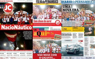 As manchetes dos jornais sobre o título do Náutico na Série C de 2019