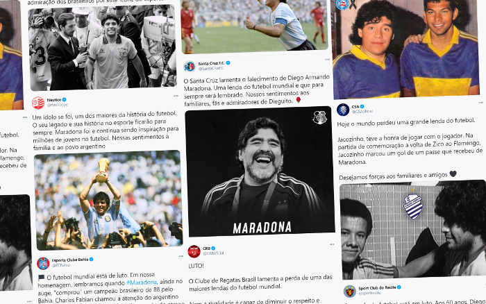 As mensagens de despedida dos clubes do Nordeste para Maradona