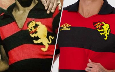 A camisa retrô sobre o cinquentenário do Sport, com o leão fora do escudo. Versão 2.0