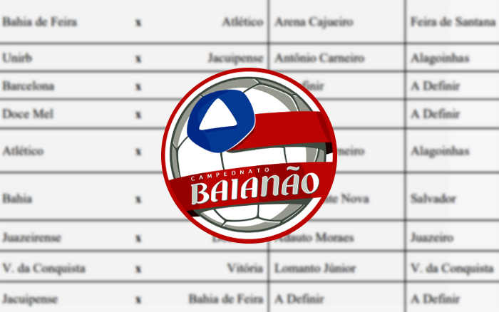 A tabela do Campeonato Baiano de 2022 prevê 40 dos 45 jogos da 1ª fase na grade da TV