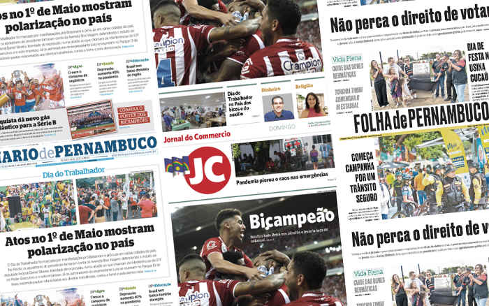 A cobertura dos jornais sobre o título estadual do Náutico em 2022; só 1 manchete