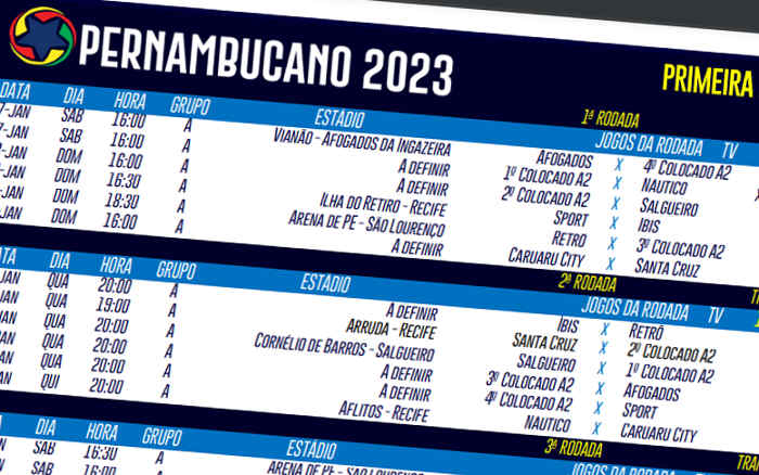 CONFIRA NOSSA TABELA DE JOGOS NO CAMPEONATO PERNAMBUCANO 2023 – Caruaru  City Sport Club