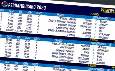 A nova tabela do Pernambucano 2023, agora com 13 clubes; 84 jogos com transmissão