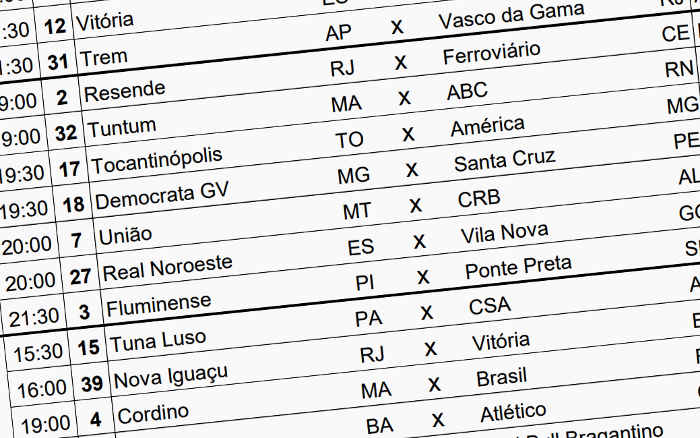 Veja as datas e horários dos jogos da primeira rodada da fase de