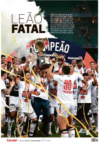 A capa do jornal Correio* sobre o título do Vitória em 2024