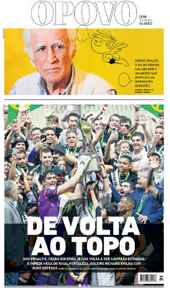 A capa d´O Povo sobre o título do Ceará em 2024