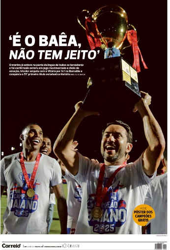 Capa do Correio (BA) sobre o título estadual do Bahia em 2025