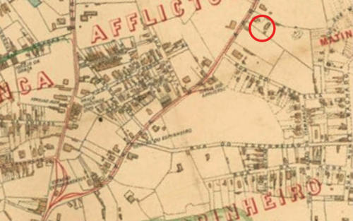 Localização dos Aflitos no mapa de 1906